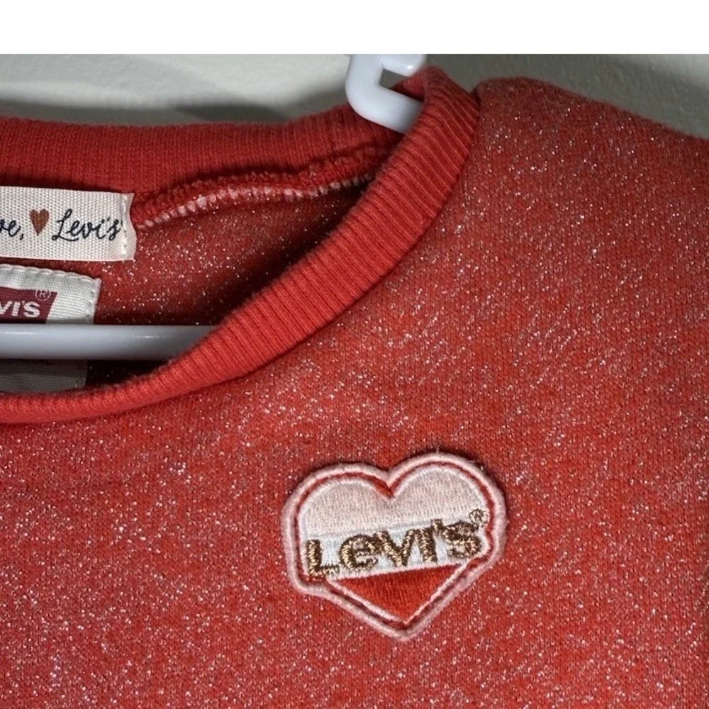 Kids Levi's Red Sparkle Heart Ruffle Sweater & Jeans Outfit Set Size 2T Playwear